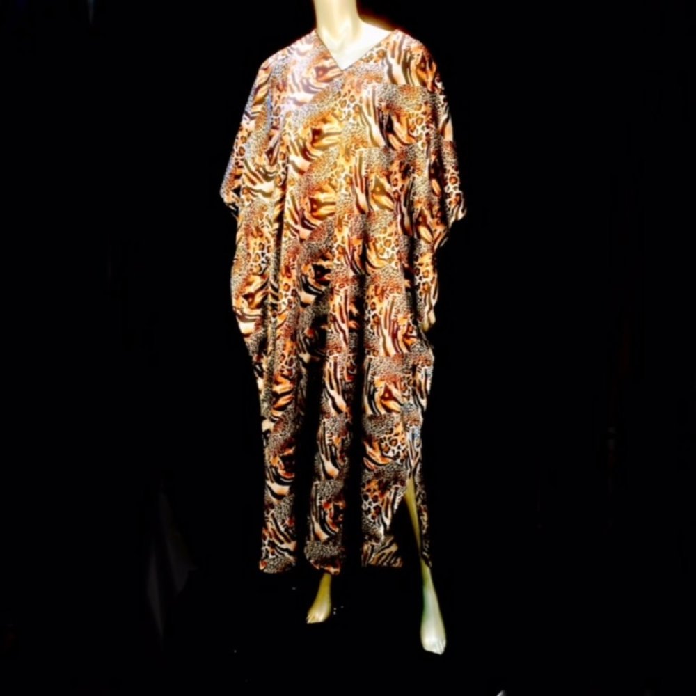 Winlar Animal Print Caftan Mu Mu Lounger Maxi
